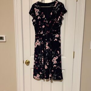 Jessica Howard Navy and Pink Floral Midi Dress